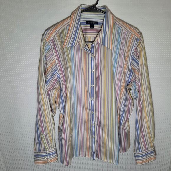 Lands' End Other - Lands' End 18 Shirt Men's Multicolor Stripe 100% Cotton Button Down Hong Kong